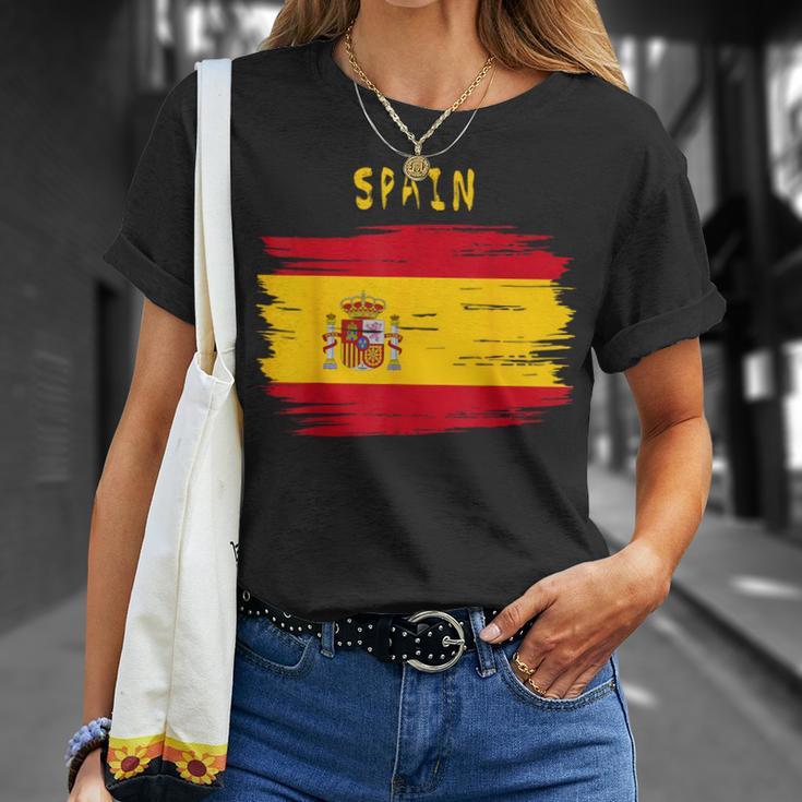 Spain Flag Brush Stroke Style T-Shirt Geschenke für Sie