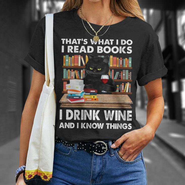 Women's Das Lese Ich Bücher Trinke Wein Und Ich Weiß Dinge T-Shirt Geschenke für Sie