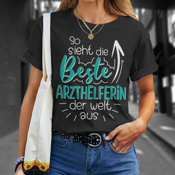 Women's So Sieht Die Beste Arzhelferin Der Welt Aus Mfa T-Shirt Geschenke für Sie