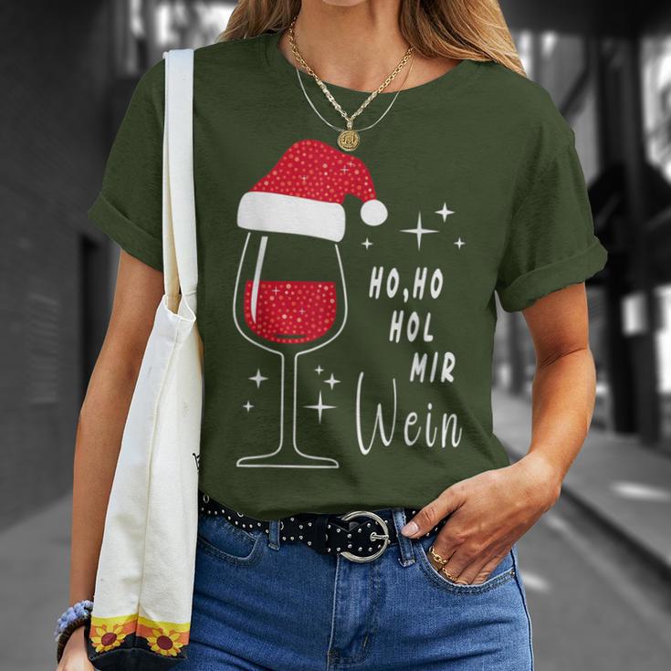 Ho Ho Hol Mir Wine Christmas Outfit Santa Hat Fun Xmas T-Shirt Geschenke für Sie