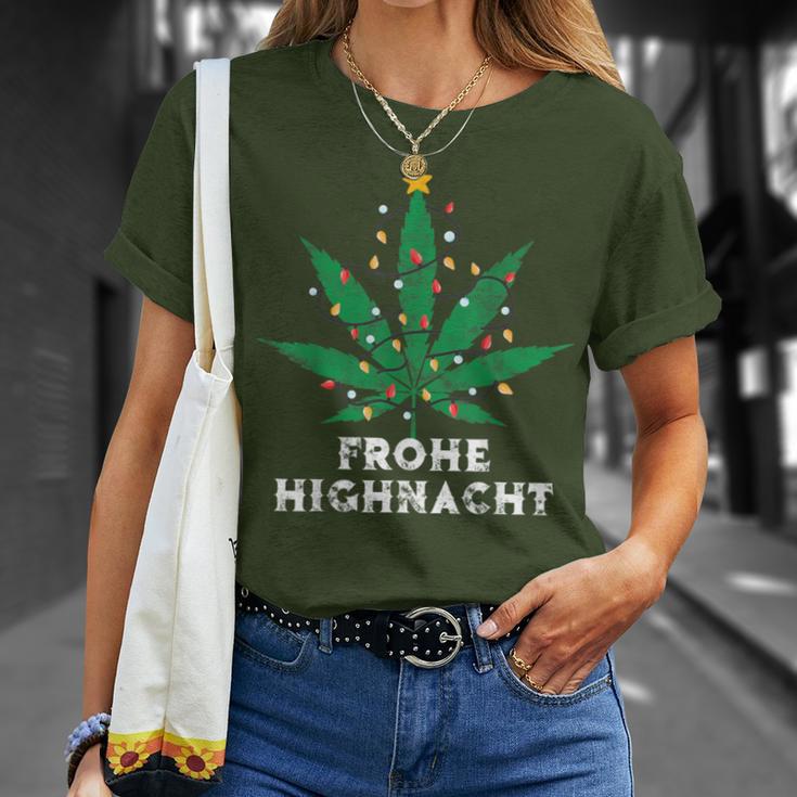 Merry Highnacht Christmas Hemp Leaf Word Game T-Shirt Geschenke für Sie