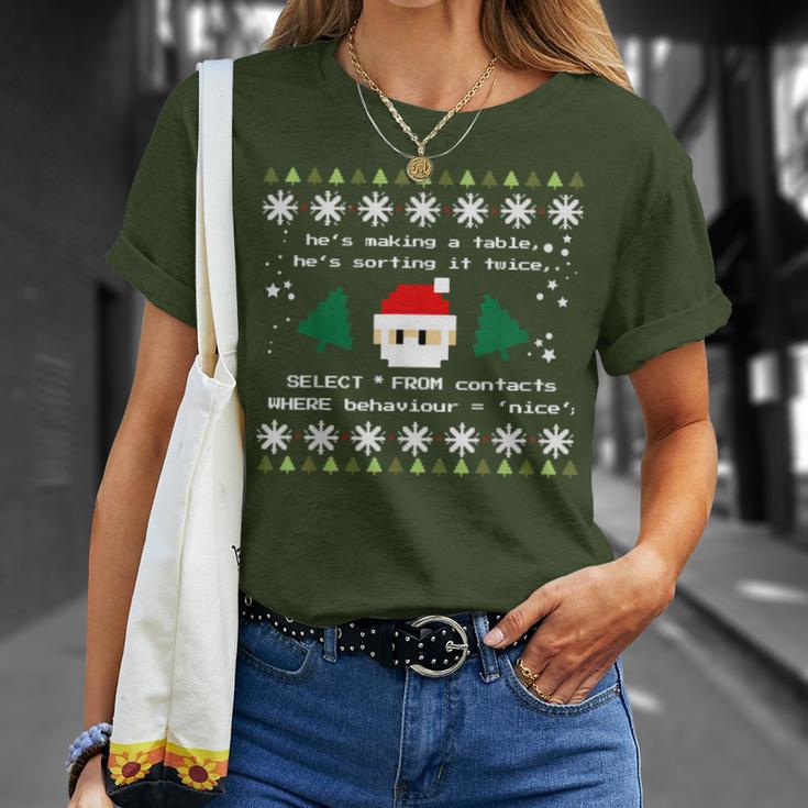 Sql Santa Claus Database Db Clause Computer Science Programmer T-Shirt Geschenke für Sie