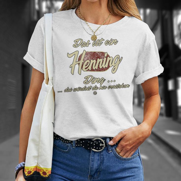 Damen Das Ist Ein Henning Ding Lustiges Familie Henning Mit-Ausschnitt T-Shirt Geschenke für Sie