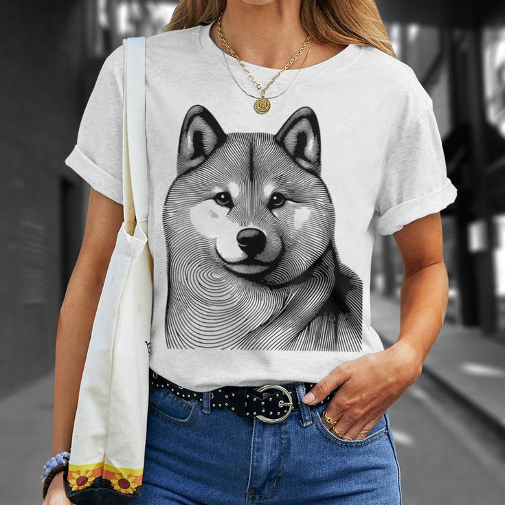 Dog Fingerprint Shiba Inu Dad Mom Gray T-Shirt Geschenke für Sie