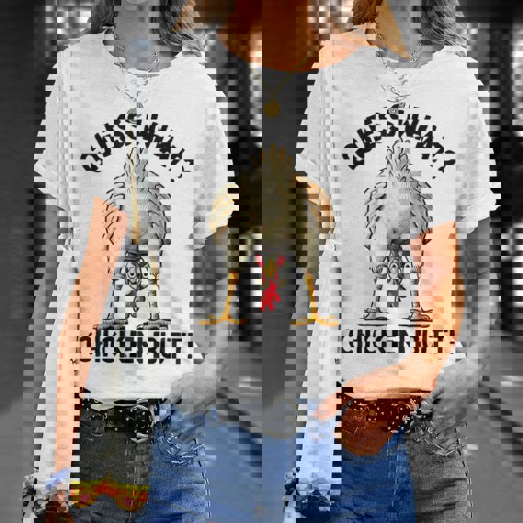 Guess What Chicken Butt Chicken Lover Chicken Meme T-Shirt Gifts for Her