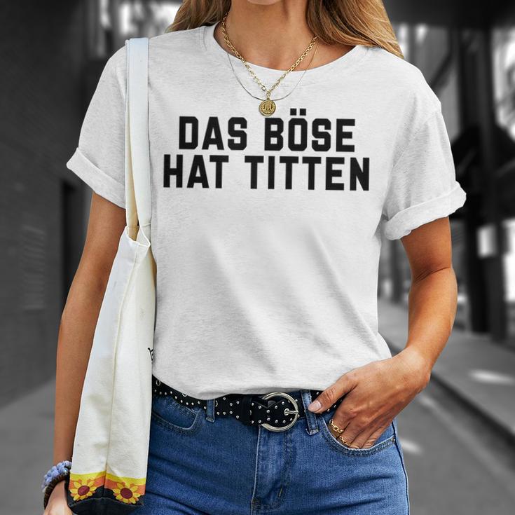 Women's Das Böse Hat Titen Titten Tittchen Teufel Teufelchen Horns T-Shirt Geschenke für Sie