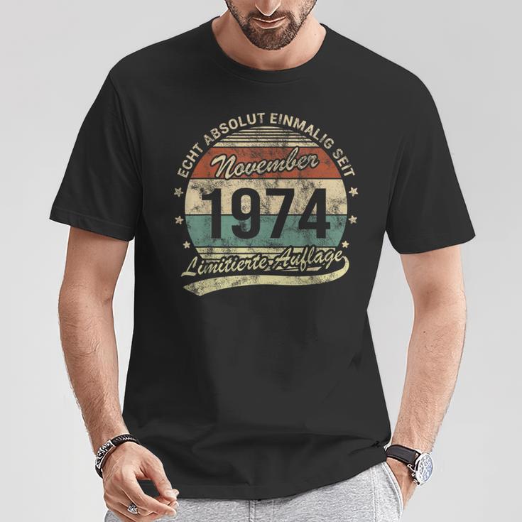 50Th Birthday Real Absolut Einmalig Seit November 1974 T-Shirt Lustige Geschenke