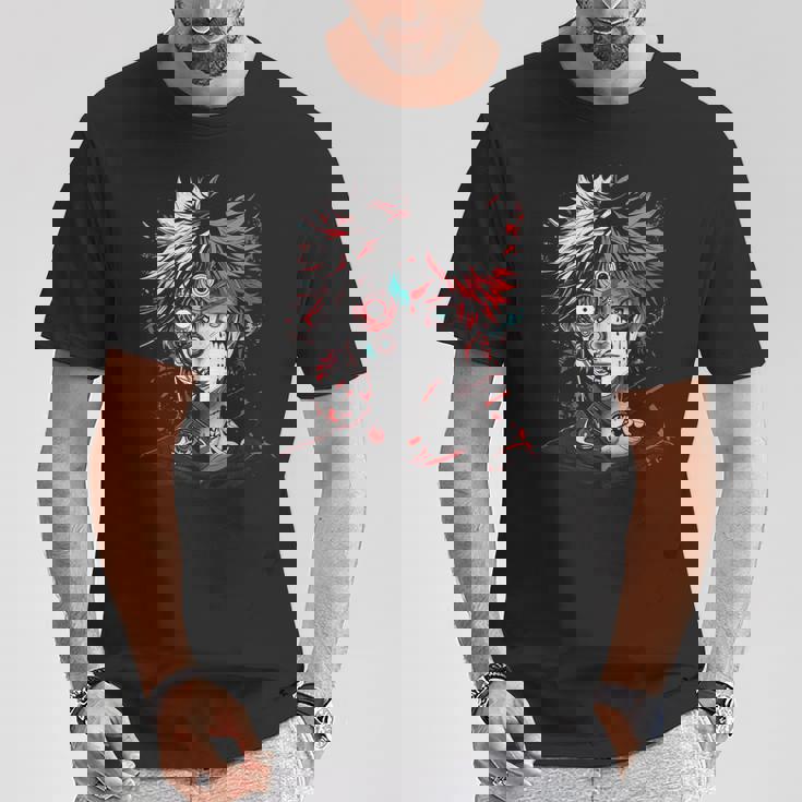 Anime Manga Motif Red-Eyes Illustration Anime T-Shirt Unique Gifts