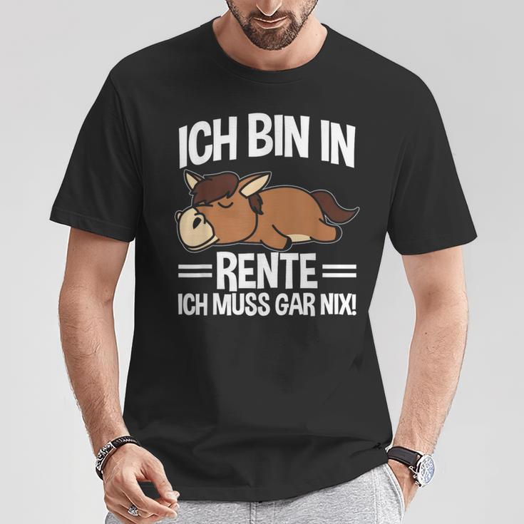 Bin In Rente Ich Muss Gar Nix Pferd Rentner Ruhestand T-Shirt Lustige Geschenke