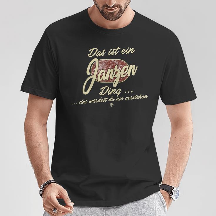 Damen Das Ist Ein Janzen Ding Lustiges Familie Janzen Mit-Ausschnitt T-Shirt Lustige Geschenke