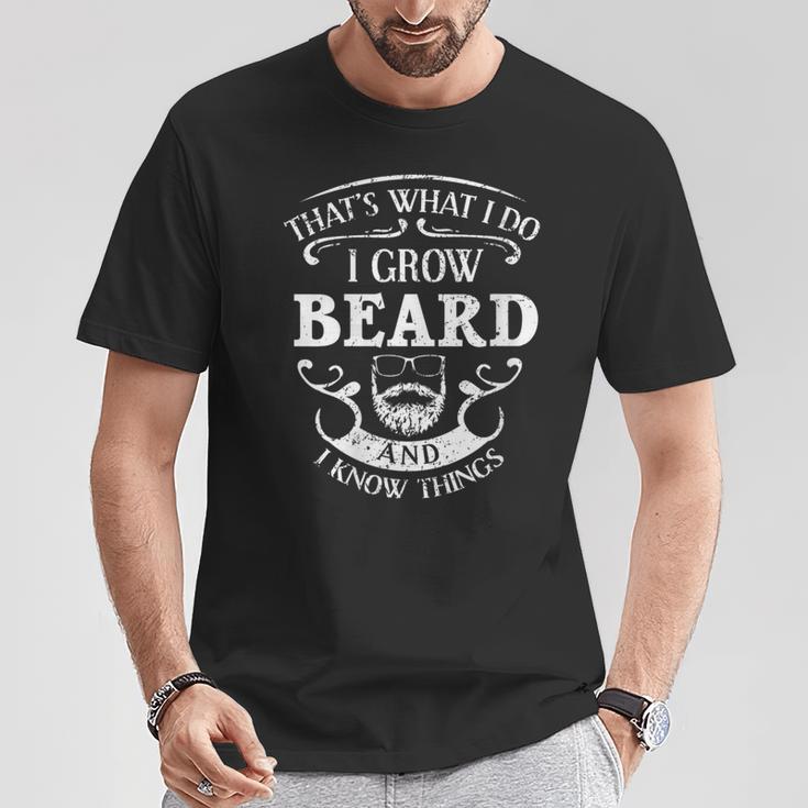 Damen Das Ist Was Ich Mache Ich Züchte Beard Und Ich Weiß Dinge Mit-Ausschnitt T-Shirt Lustige Geschenke