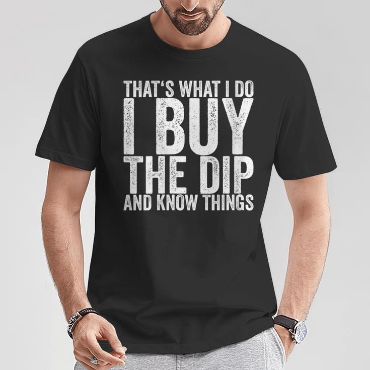 Damen Das Ist Was Ich Tue Ich Kaufe Den Dip Und Weiß Dinge Mit-Ausschnitt T-Shirt Lustige Geschenke