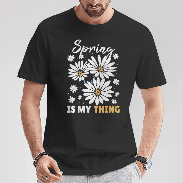 Damen Frühling Ist Mein Ding Gänseblümchen Mit-Ausschnitt T-Shirt Lustige Geschenke