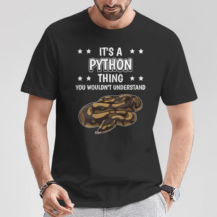 Damen Ist So Ein Python Ding Lustiger Spruch Pythons Mit-Ausschnitt T-Shirt Lustige Geschenke