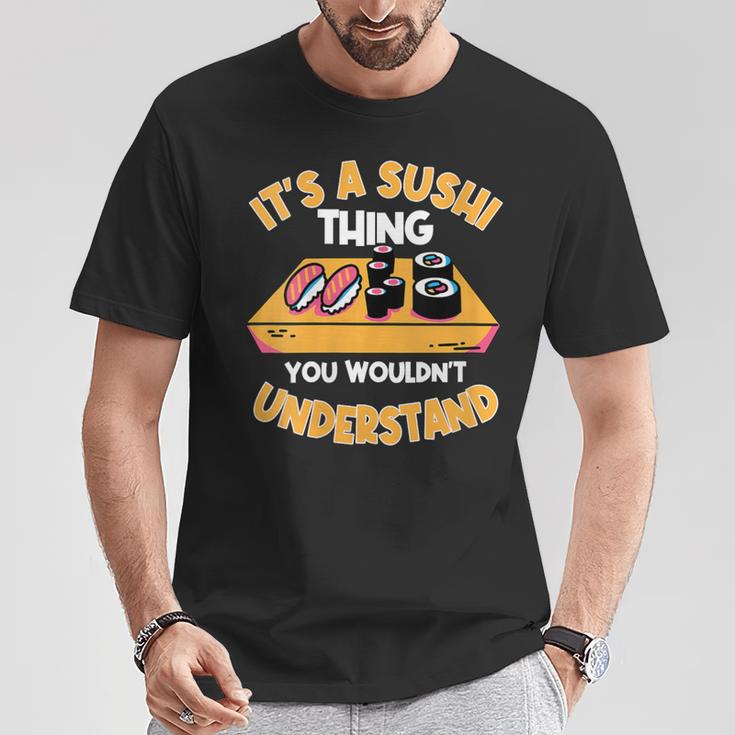 Damen Sushi Ist So Ein Sushi Ding Maki Nigiri Sashimi Mit-Ausschnitt T-Shirt Lustige Geschenke