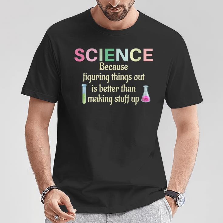 Damen Wissenschaft Weil Es Lehrer Lustig Und Cool Ist Dinge Herauszufinden Mit-Ausschnitt T-Shirt Lustige Geschenke