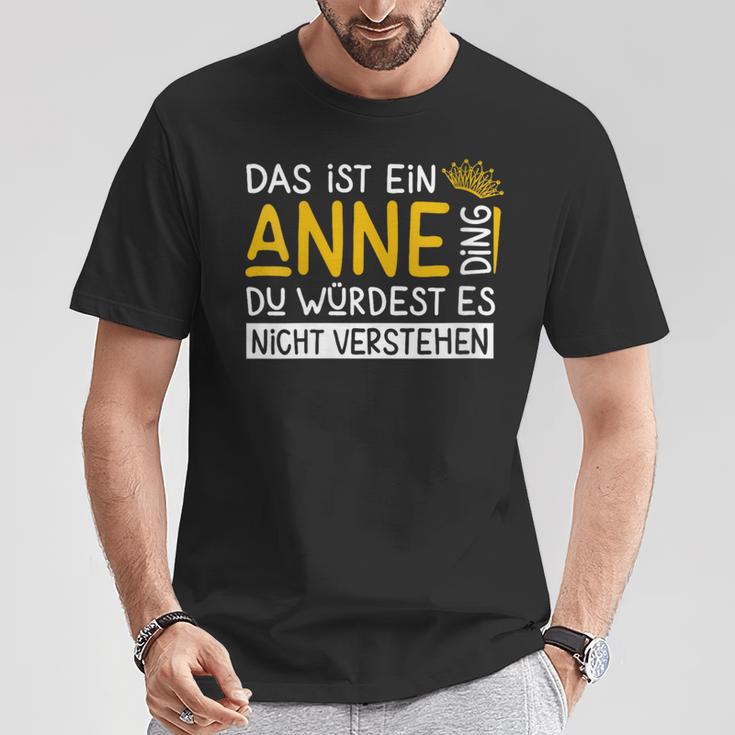 Damenorname Anne Name Namenstag Spruch Das Ist Ein Anne Ding Mit-Ausschnitt T-Shirt Lustige Geschenke