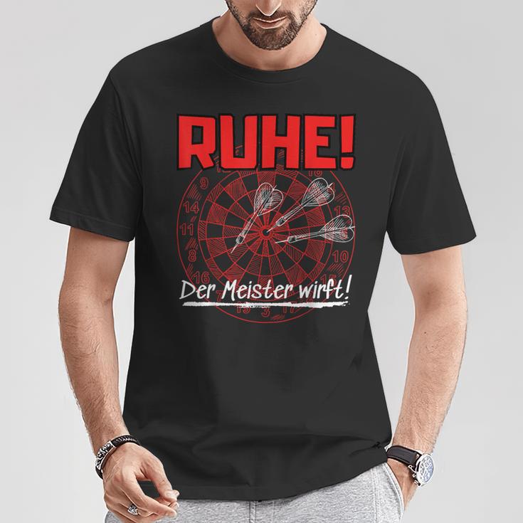 With Darts Quote Ruhe Der Meister Wirft T-Shirt Lustige Geschenke