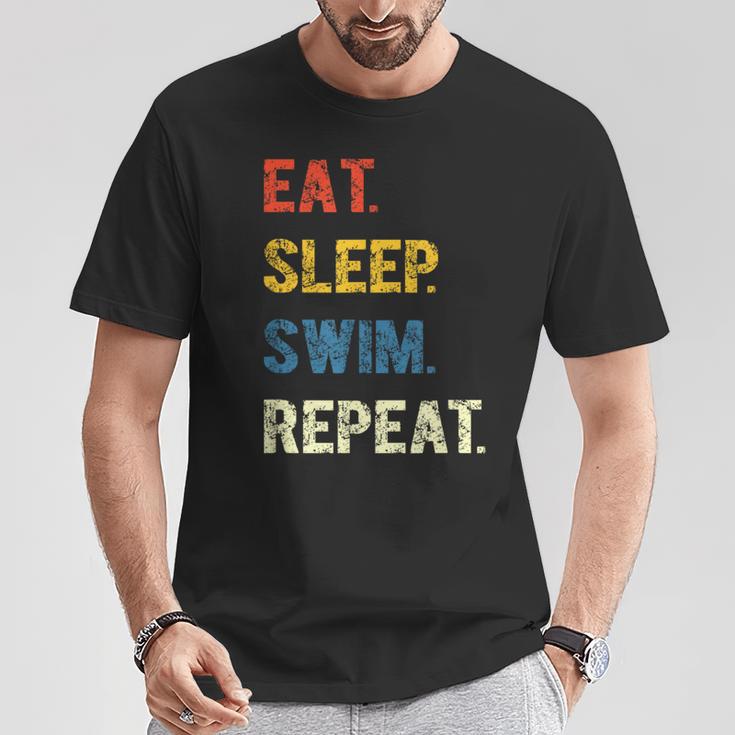 Eat Sleep Swim Repeat Schwimmer Schwimmen T-Shirt Lustige Geschenke