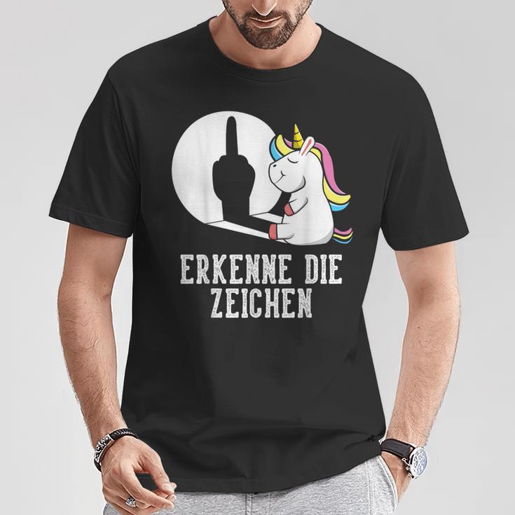 Erkenne Die Zeichen Unicorn Sarcasm Saying Women's T-Shirt Lustige Geschenke