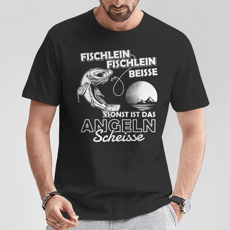 Fischlein Beisse Angler Fishing T-Shirt Lustige Geschenke