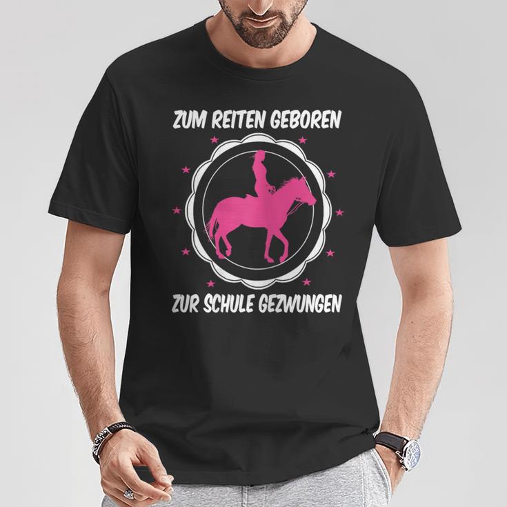 Horse Zum Reiten Geboren Zur Schule Zwzwungen German L T-Shirt Lustige Geschenke