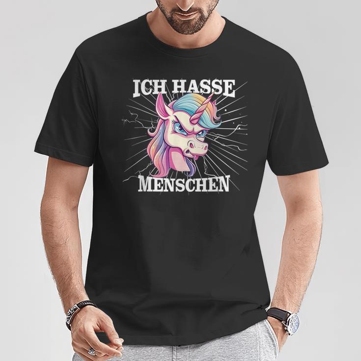 Unicorn Meme Based Ich Hasse Menschen T-Shirt Lustige Geschenke