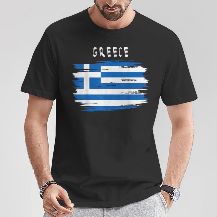 Greece Flag Brush Stroke Style T-Shirt Lustige Geschenke