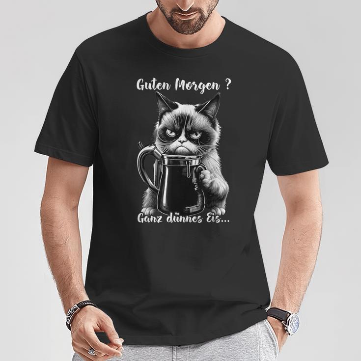 Guten Morgen Ganz Thin Eis Cat Kaffee T-Shirt Lustige Geschenke