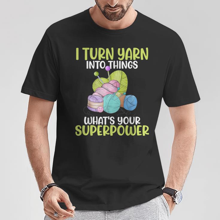 Icherwandle Garn In Dinge Was Ist Deine Superpower Crochet T-Shirt Lustige Geschenke