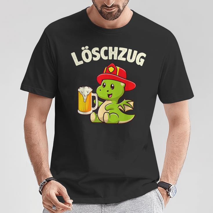 Löschzug Feuerwehr Beer Dino Fireman T-Shirt Lustige Geschenke