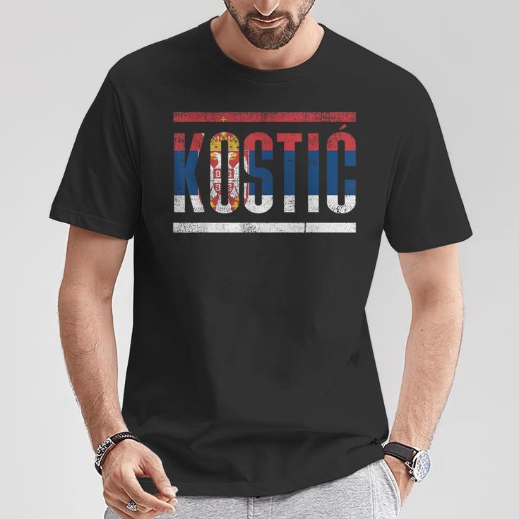 Serbian Last Name Kostic With The Flag Of Serbia T-Shirt Lustige Geschenke