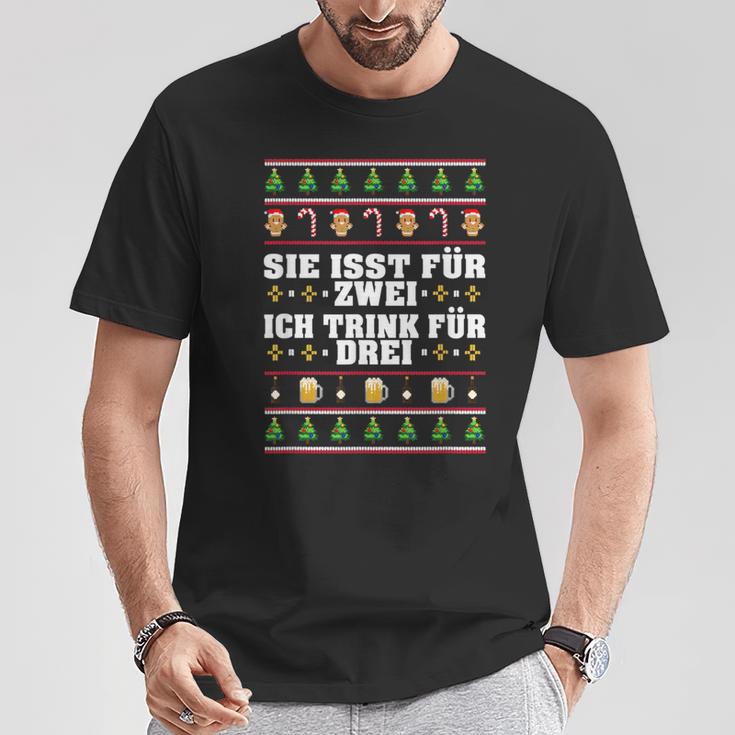 Sie Isst Für Zwei Ich Trink Drei Werdender Father S T-Shirt Lustige Geschenke