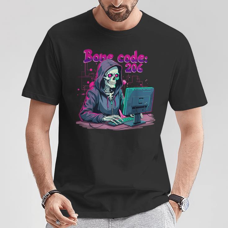 Skeleton Hacker Gamer It Programmer T-Shirt Lustige Geschenke