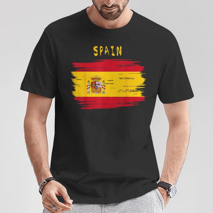 Spain Flag Brush Stroke Style T-Shirt Lustige Geschenke