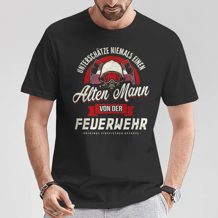 Underschätze Niemal Alten Mann Fireman T-Shirt Lustige Geschenke