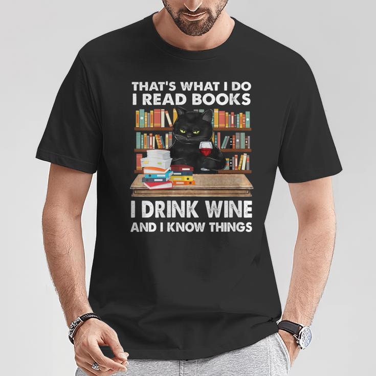 Women's Das Lese Ich Bücher Trinke Wein Und Ich Weiß Dinge T-Shirt Lustige Geschenke