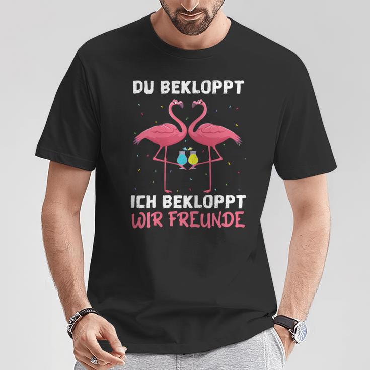 Women's Wine Sparkling Wine Prosecco Du Bekloppt Ich Bekloppt Wir Friends S T-Shirt Lustige Geschenke