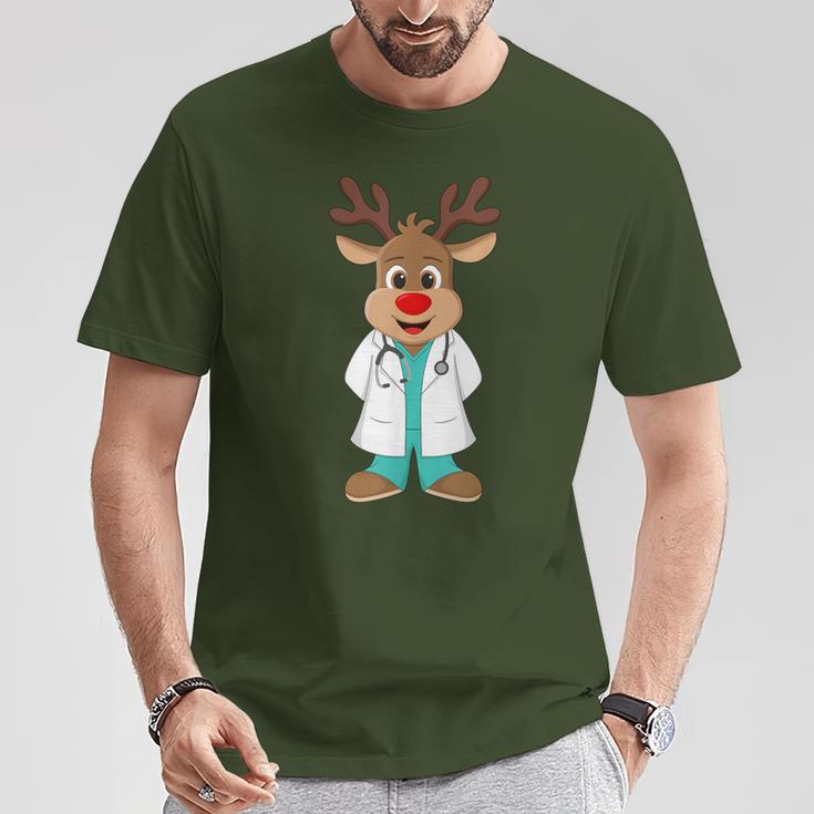 Christmas Nurse Reindeer Scrubs Uniform T-Shirt Lustige Geschenke