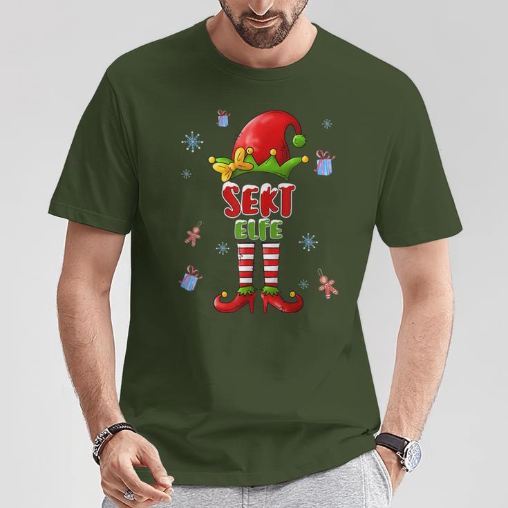 Christmas Outfit Sparkling Wine Elf Christmas T-Shirt Lustige Geschenke