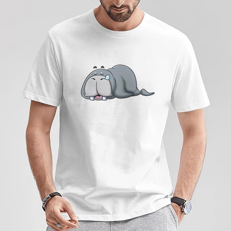 Das Dickerchen Macht Ein Naperchen Walrus Pyjamas Sleep T-Shirt Lustige Geschenke