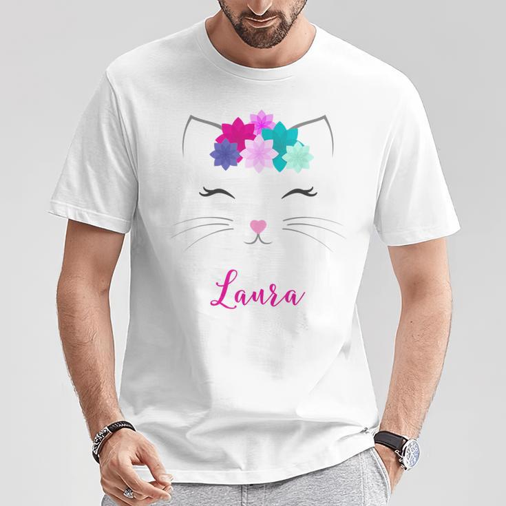 Laura Name Colourful Kitten Cat Laura T-Shirt Lustige Geschenke