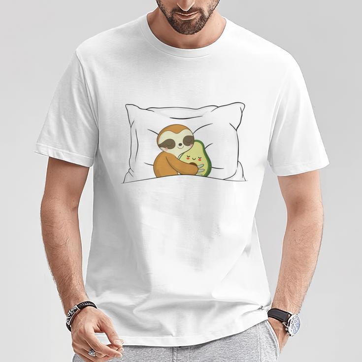 Official Sleep Sloth Avocado Pyjamas T-Shirt Lustige Geschenke