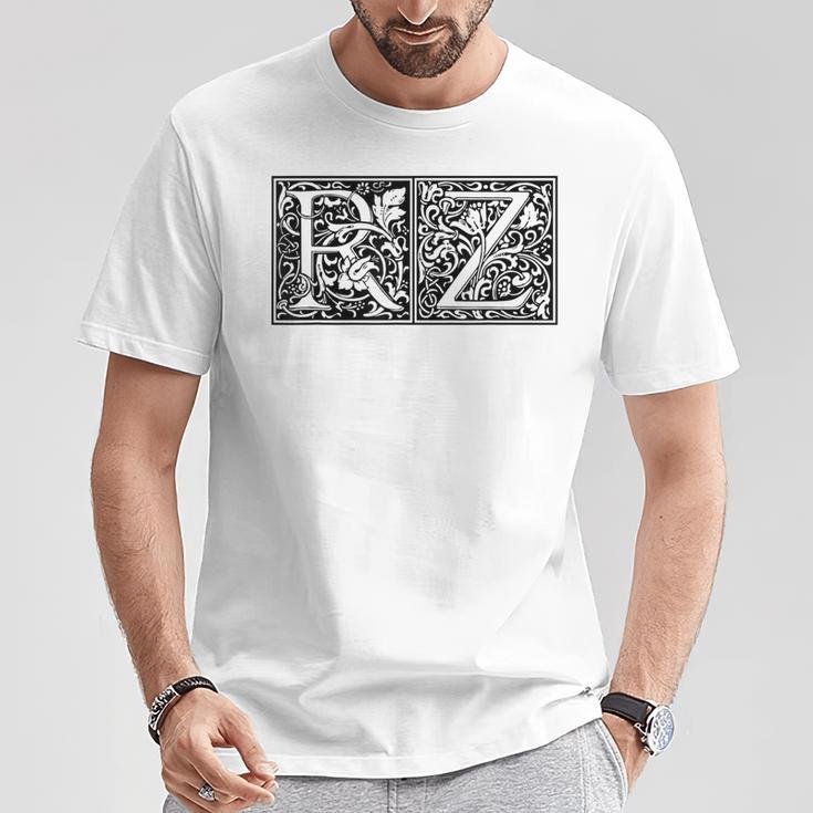 Rz Initials R Z Name Surname Onomastics Onomatology Gray T-Shirt Lustige Geschenke