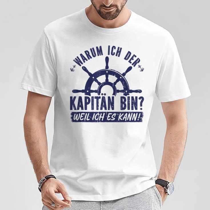 Warum Ich Der Kapänn Bin Weil Ich Es Kann Boat Rider Gray T-Shirt Lustige Geschenke