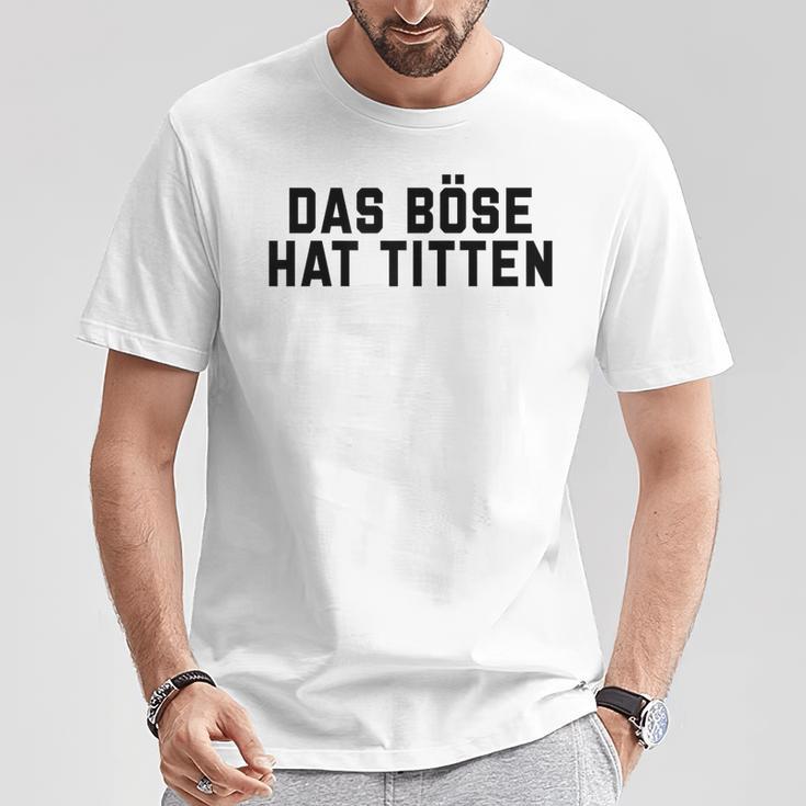 Women's Das Böse Hat Titen Titten Tittchen Teufel Teufelchen Horns T-Shirt Lustige Geschenke