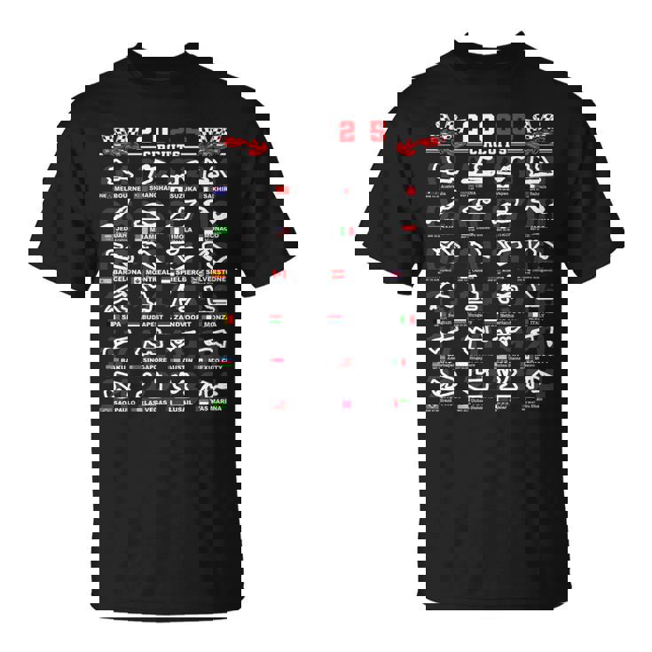 2025 Open Wheel Racing World Circuits Race Tracks T-Shirt