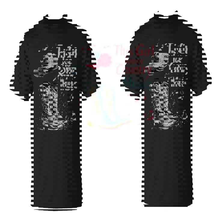 Cette Fille Aime La Musique Country Texas Boot Cowgirl Music Lover T-Shirt