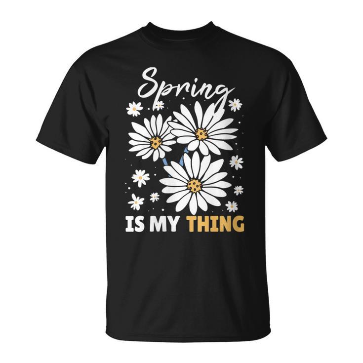 Damen Frühling Ist Mein Ding Gänseblümchen Mit-Ausschnitt T-Shirt