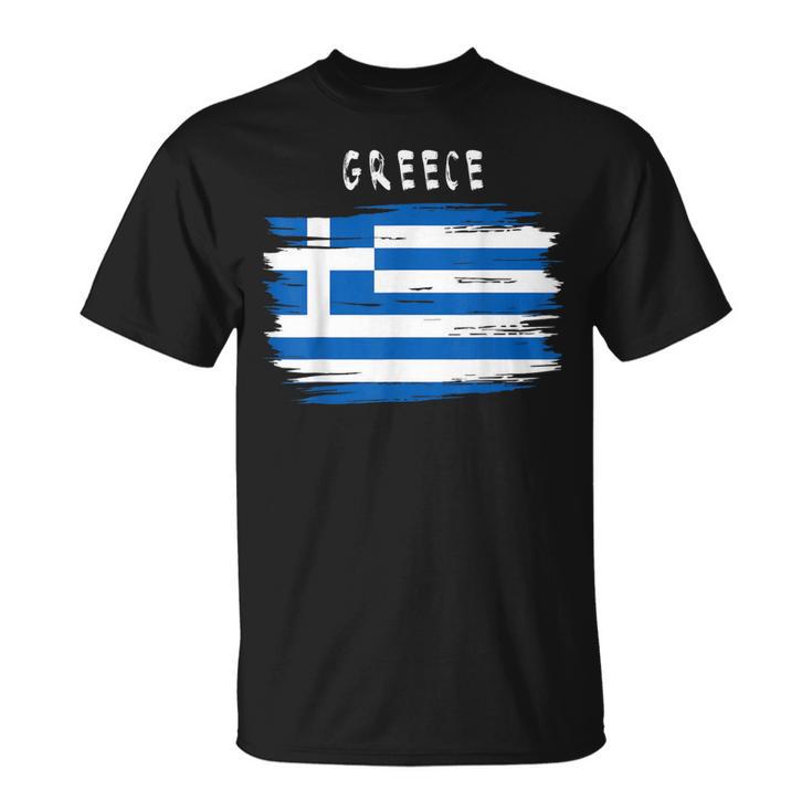 Greece Flag Brush Stroke Style T-Shirt